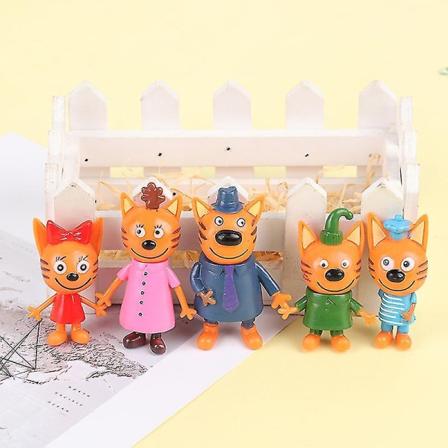 5x Tre små killinger Actionfigur Legetøj Russisk Tegnefilm Anime Mini Happy Cats