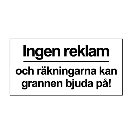 2st Klistermärken - Ingen Reklam Och Räkningarna Kan.."