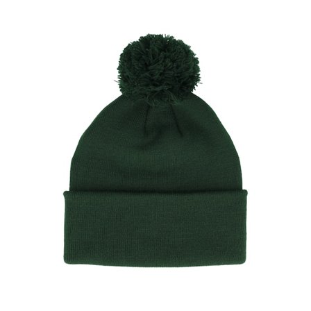 Beechfield - Green pom Beanie - Bottle Green Blank Pom @ Hatstore