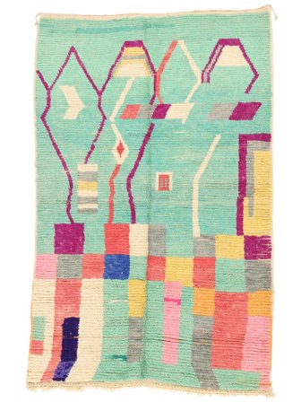 Berber Moroccan - Mid Atlas Moderne Grønn/Oransje (Ull, Marokko)