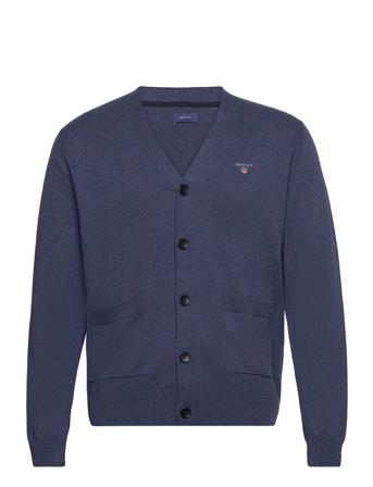 Classic Cotton V-Cardigan Strikkegenser Cardigan Marineblå GANT*Betinget Tilbud