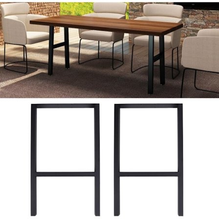 Pcs H-formede metal spisebord bordben, 28 tommer, Heavy Duty Industrial Style, med justeringspuder, mat sort KLB