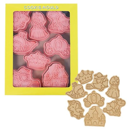 8 st 3D Tecknade Dinosaurie Kakformar Frukt Grönsaker Bakformar Handpress Stämpel