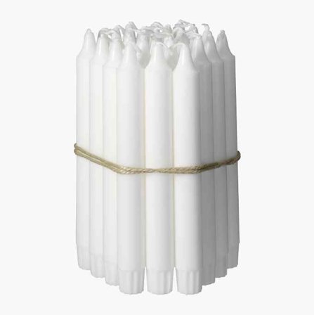 Biltema - Kronelys av 100% Stearin, 19 cm, 20-pk - Hvite, Soter ikke, Egnet for Forskjellige Lysestaker