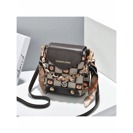 Pienet crossbody-laukut naisille, muoti kännykkälaukku olkalaukut leveällä hihnalla - Kahvi