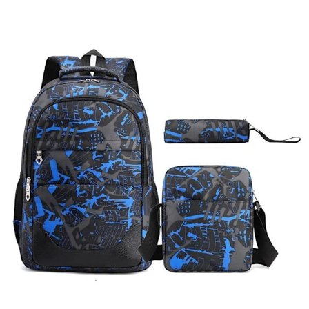 Stylish Blue School Backpack, Ergonomic & Water-Resistant, 20-35L