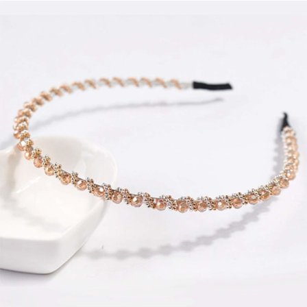 Håndlaget anti-skli krystall hårbøyle enkel temperament perlet vanndiamanthårkort elegant hodetau hodeplagg delikat (Champagne)