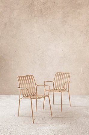 Jotex - Stol Med Armlæn, 2-pak BEIGE - NANTERRE - Køb Havestole & haveskamler hos Jotex