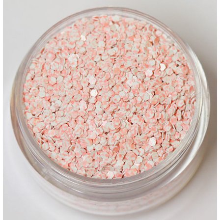 Negleglitter - Hexagon - Tofarget aprikos/hvit - 8ml - Glitter