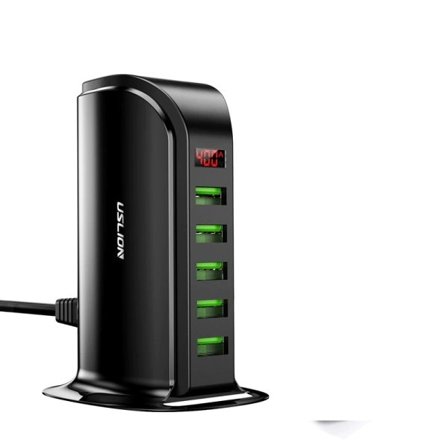 5 Multi Port USB Laddare Hub För Mobil Telefon EU Plug LED Display USB Laddning Desktop Station Dock laddare