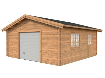 Palmako Roger Garage 29,2 m²/inv. 27,7 m², med port, brun, impr., Stugor & förråd