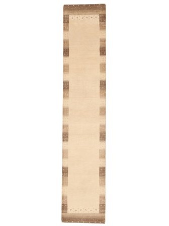 Gabbeh Indisk Fine Tæppe Håndknyttet 82X408 Løber Beige/Brun Indien