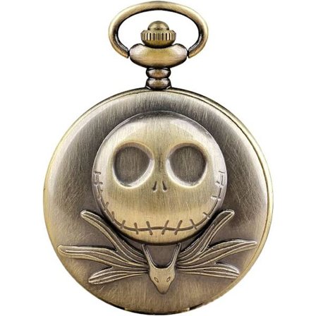 Quartz Lommeur Klokke Halskjede, Hodeskalle Lommeur for Menn, Arabiske Tall Quartz Lommeur for Halloween og Julegaver