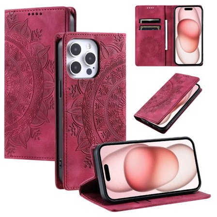 iPhone 16 Pro Max Totem Prägad Magnetisk Läder Skal - Elegant Fodral för iPhone 16 Pro Max
