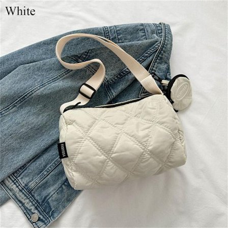 Quiltade axelväskor Messenger Bag VIT