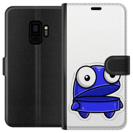 Kompatibel Tegnebogsetui til Samsung Samsung Galaxy S9 Blå tegneseriefigur med åbent udtryk og store øjne i sjov illustration