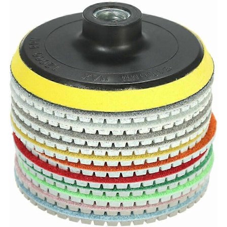 Diamantslipskiva 11 Delar 4 Tum Diamant Våtslipplattor Slipskiva + 1 Stöddyna för Granit Marmor Sten Keramiska Plattor Betong