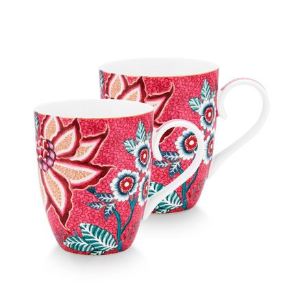 PIP Studio Flower Festival muki 35 cl 2 kpl, vaaleanpunainen