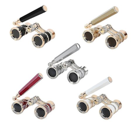 3x 25 Operakikkert med Sammenklappeligt Håndtag Teaterkikkert Unisex Gave gylden[PL]