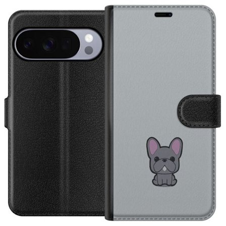 Yhteensopiva Lompakkokotelo Google Pixel 10 Pro Frenchie Cutie -suunnittelu, jossa on piirretty ranskalainen bulldoggi harmaalla taustalla, söpö min