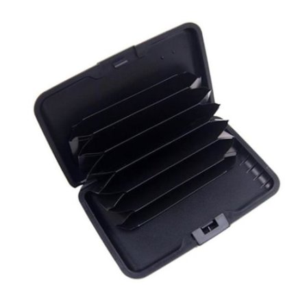 Korthållare med fack - Skyddar RFID - metall - plånbok Svart