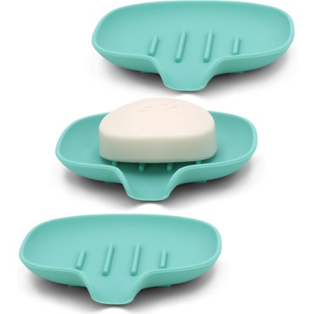 3-pak Silikone Sæbeskål, Selvdrænende Holdere - Hurtig Drænbakke til Brusebad, Badeværelse & Køkken, BPA-fri & Tåler Opvaskemaskine