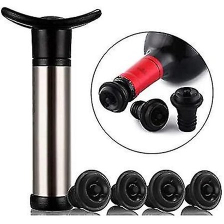 Vakuum pump i rostfritt stål för vinbevarande, används för att ta bort luft, med 4 proppar