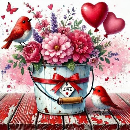 Valentinsdag Diamantmaleri Sæt, Blomster Diamantkunst Sæt til Begyndere, DIY Fuld Drill Diamantmaleri, Billeder Ædelstenskunst til 