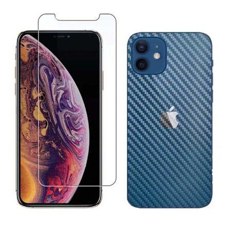 iPhone 12 Mini Display Film + Carbon Fiber Protective Film for Back