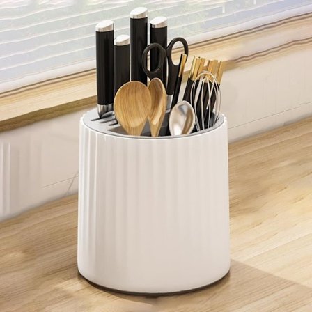 Stor kapasitet roterende knivholder, Plastisk universell knivholder, Avtakbar rund knivholder, Multifunksjonell kjøkkenredskapsholder_TF_TF