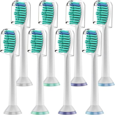 Ersättningshuvuden för eltandborste, 8-pack standardhuvuden kompatibla med Philips Sonicare eltandborstar (vita)