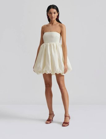 Malina Isolde Strapless Bubble Mini Dress - White - XL
