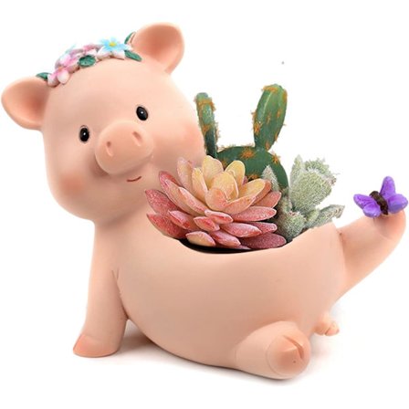 Søt Dyr Gris Formet Harpiks Sukkulenter Planter Blomsterpotte Dek DXGHC