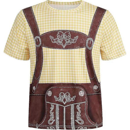 Oktoberfest Kortärmad Bayersk T-shirt Kostym för Män GUL 3XL GUL 3XL GUL 3XL_yux
