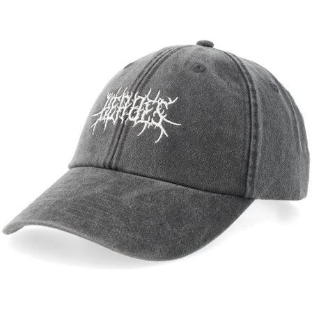 Iconic - Svart unconstructed Keps - Heroes Death Metal Script Vintage Washed Black Dad Cap @ Hatstore
