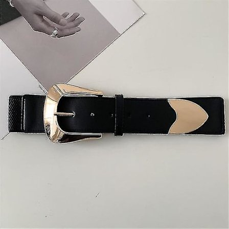Stretch Big Alloy Buckle Belt Women Wide Elastic Black Waistbands For Dress Fashion Cummerbunds Waist Strape Skirt Girls Gifts