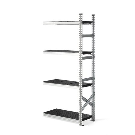 Galvanised food shelving TRANSFORM, add-on unit, 1972x900x400 mm, black