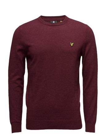 Cotton Merino Crew Jumper Stickad Tröja M. Rund Krage Vinröd Lyle & Scott
