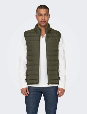 ONLY & SONS Onsbrody Quilt Vest Otw Vd - Khaki green - XXL