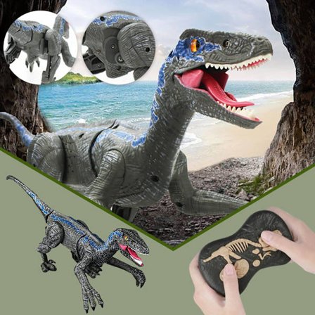 Fjernstyrt dinosaurleketøy stor dinosaur gående robot LED-lys simulering grab