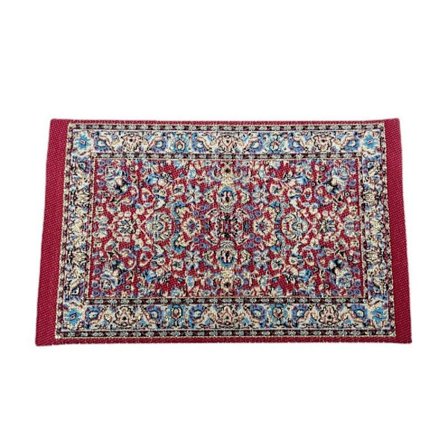 3 STK Dukkehus Tæppe Miniature Vævetæppe MØRK RØD