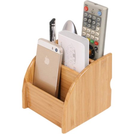 *Skrivbordsförvaringslåda, 3 rutnät Multifunktionell bambufackförvaringslåda, Fjärrkontroll TV Hushållsartiklar, Träförvarings kosmetikalåda*