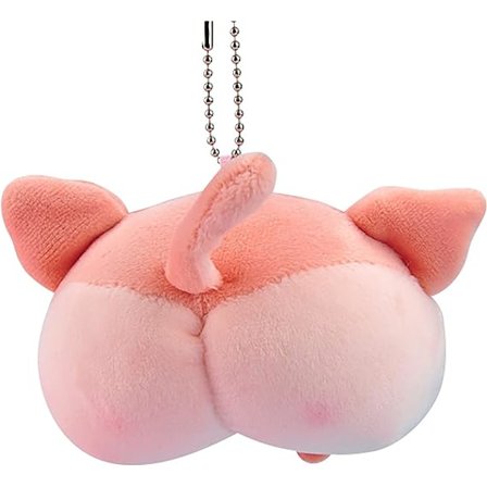 Søte myke fersken hofte katt rumpe plysj leker Corgi hund gris rumpe nøkkelring veske mote dekorasjon anheng jenter etui for