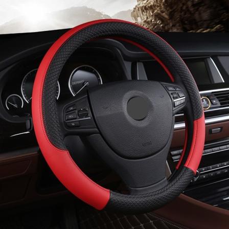 (Rött)PU Läder Universal Cover 38CM Bil-styling Sport Auto Rattskydd Antisladd Biltillbehör Red