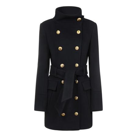 Balmain, Double-Breasted Coats Zwart, Dames, Maat:M,Katoen