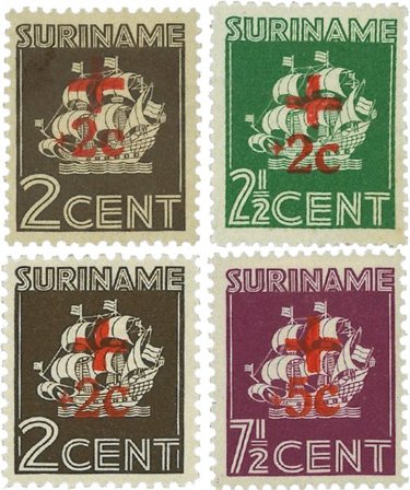 Suriname 1942 - NVPH 202/05 - Ubrugt
