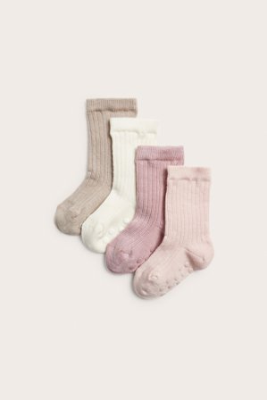 Kappahl | Ribbade babystrumpor 4-pack | Rosa