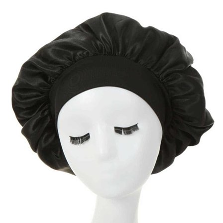 Satin Bonnet - Sovhatt - Sleep Cap Black One Size svart