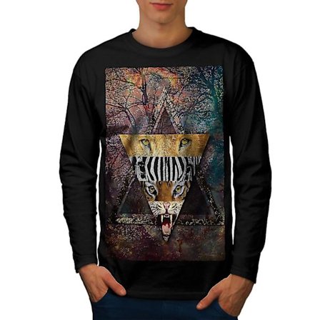 Lion Animal Men svart långärmad T-shirt