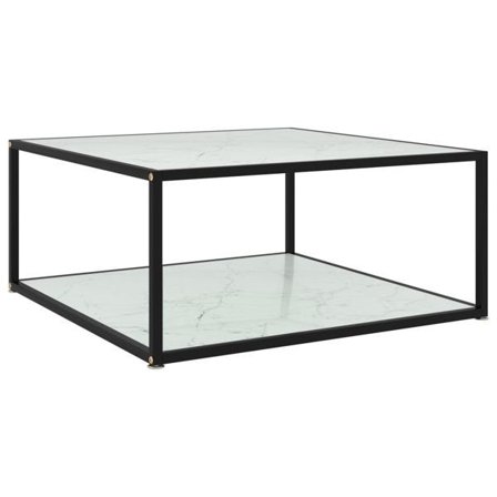 vidaXL Soffbord vit 80x80x35 cm härdat glas